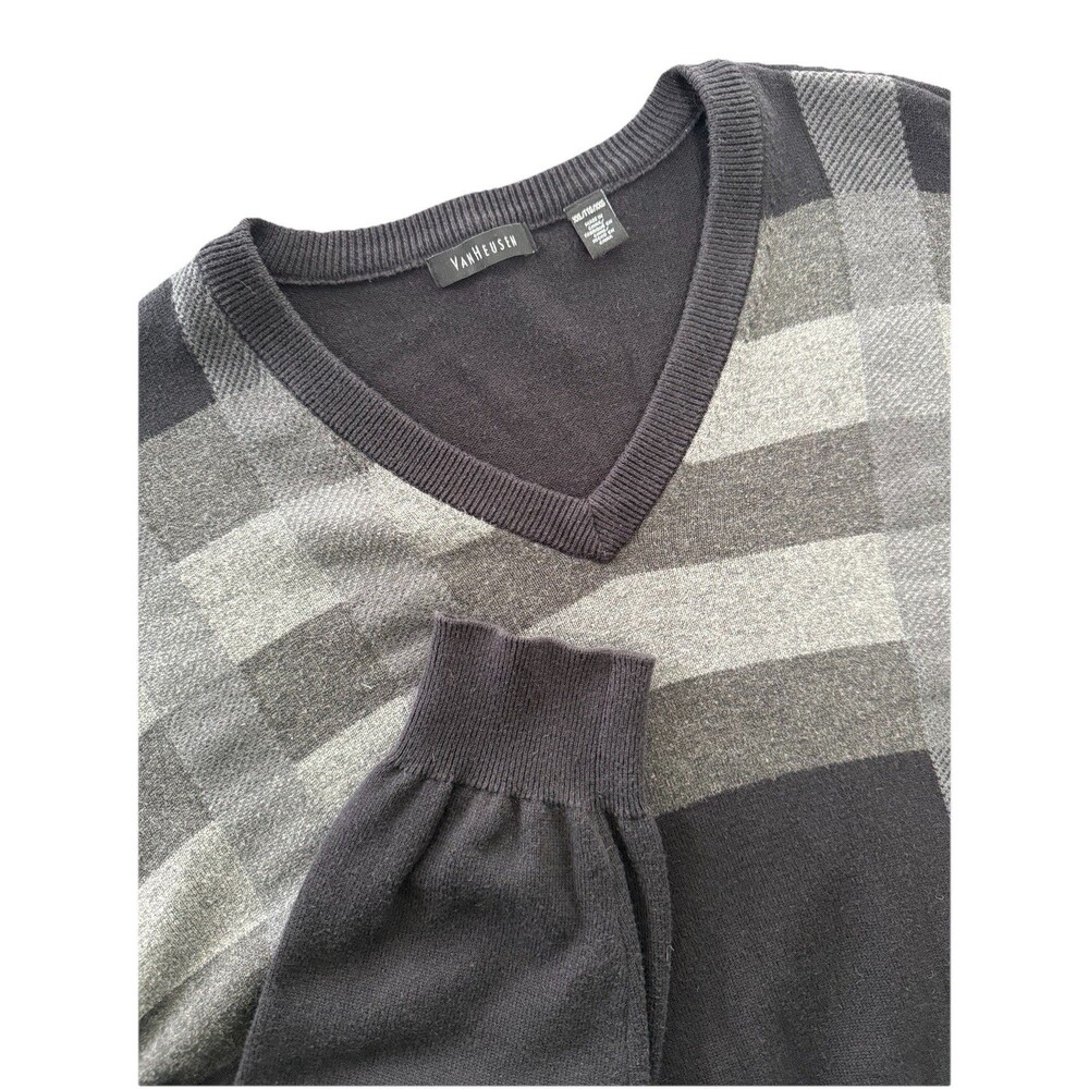 Van Heusen Men Preppy V Neck Plaid Sweater Classic Business Office Casual Sz 2XL